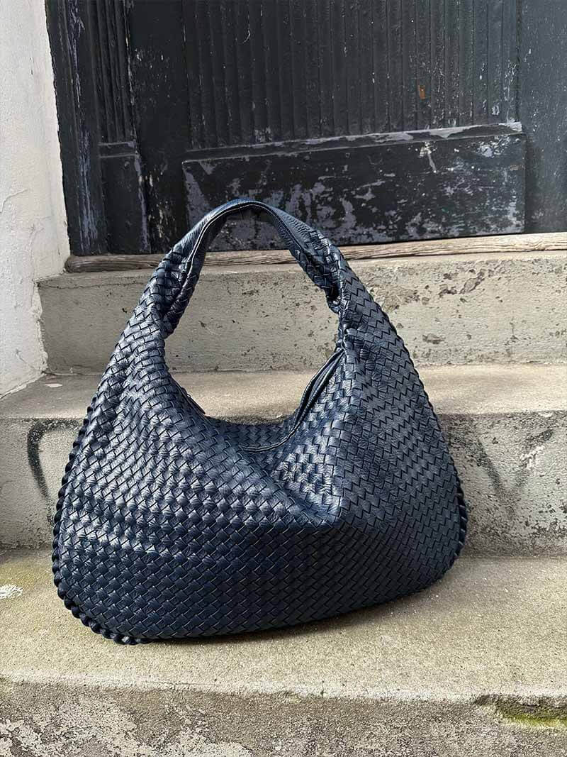 Elena Woven Leather Hobo Bag