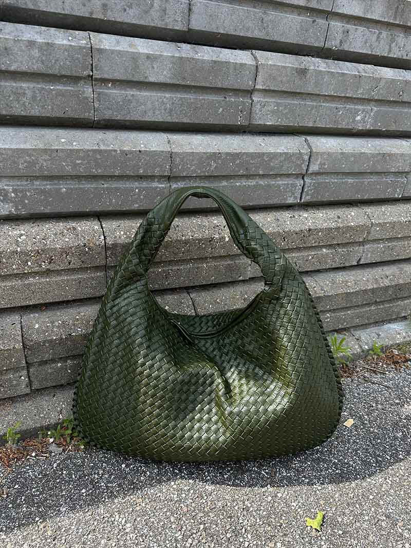 Elena Woven Leather Hobo Bag