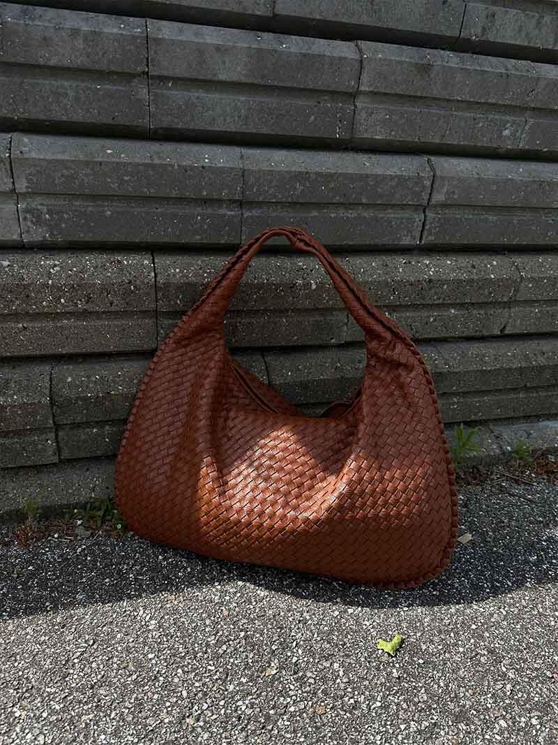 Elena Woven Leather Hobo Bag