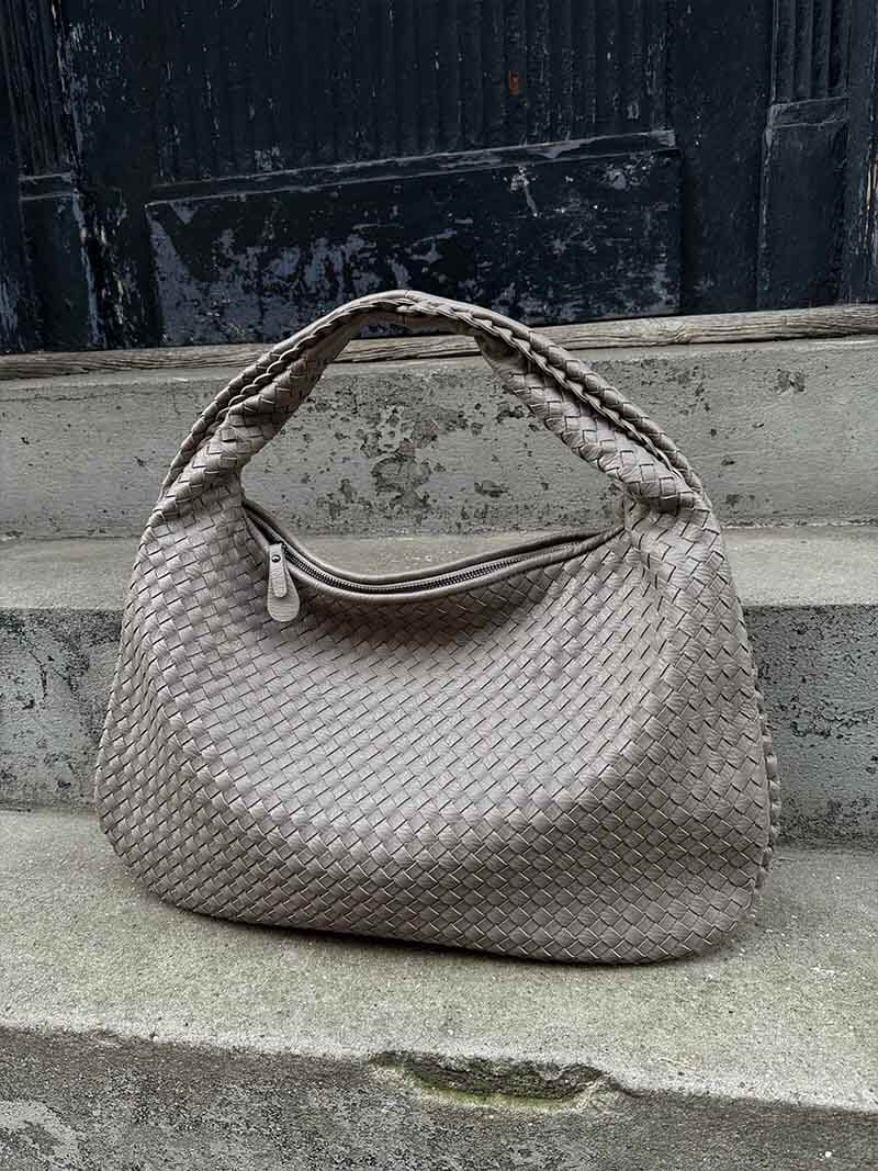 Elena Woven Leather Hobo Bag