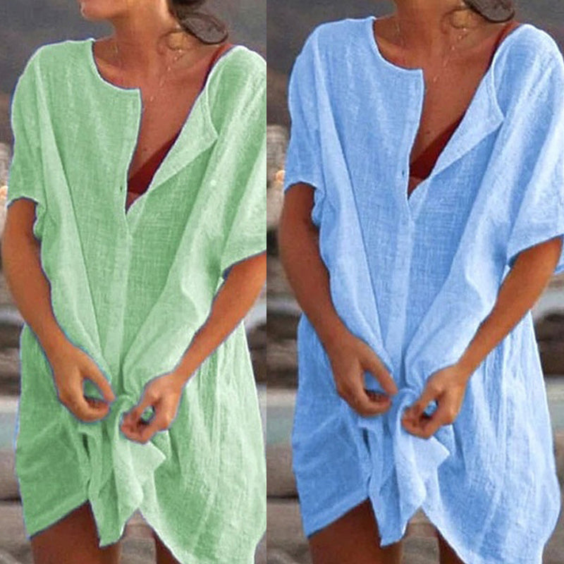 Sienna Zachte Linnen Beach Cover-Up Jurk