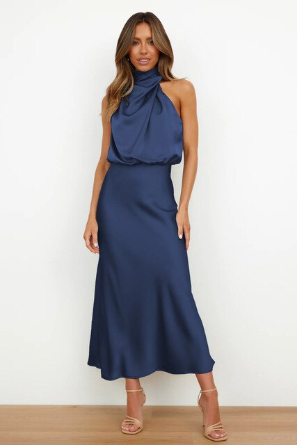 Sophia Elegant Zachte Mouwloze Maxi Jurk Dames