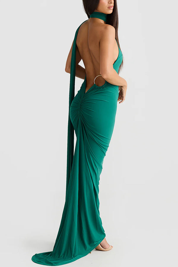 Emily Elegant Zachte Backless Maxi Jurk