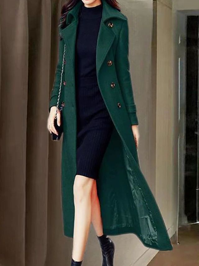 Victoria Luxe Long Wool Coat with Button Closure