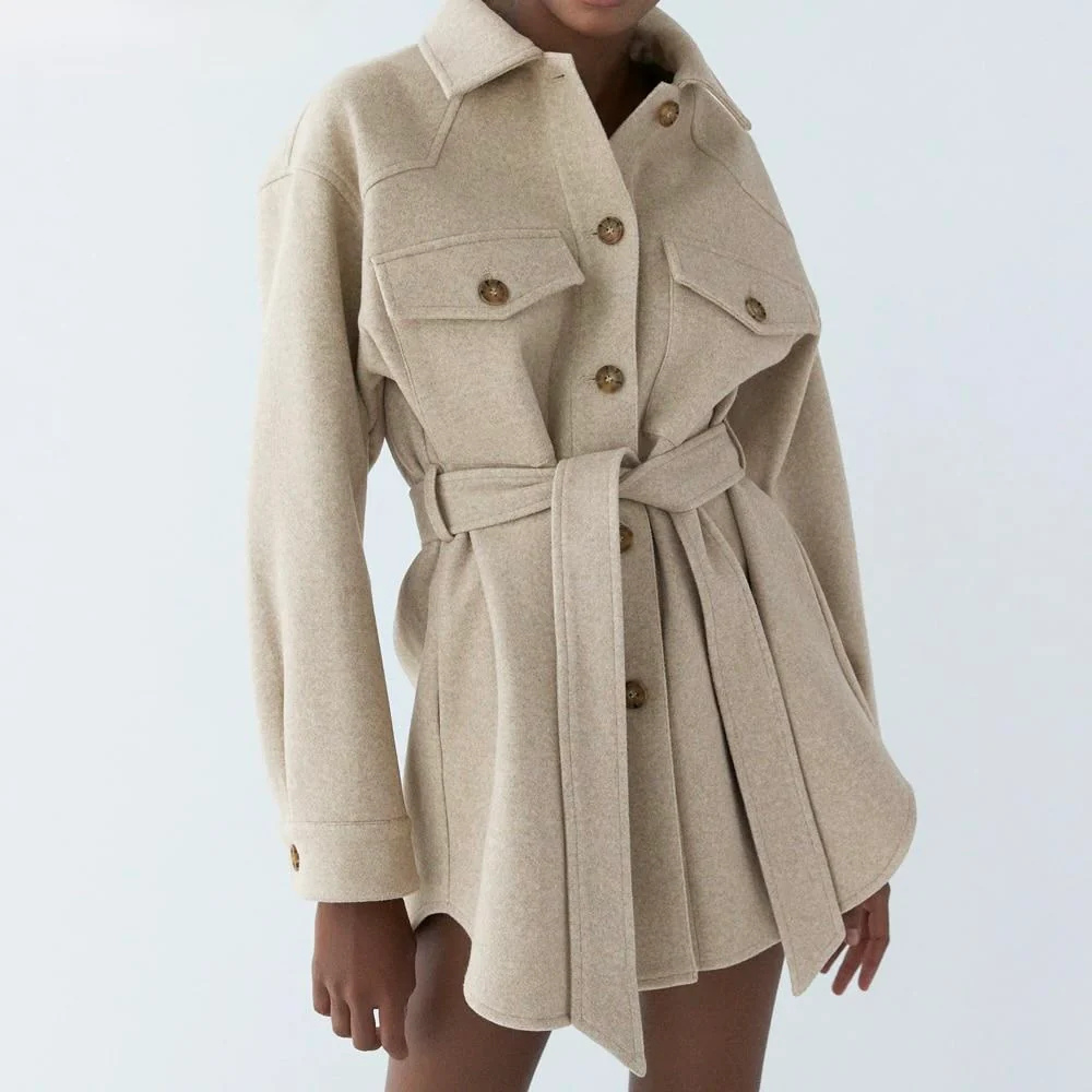 Amara - Luxe Woolen Coat with Adjustable Belt