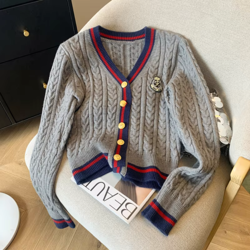 Annie - Preppy Gebreid Vest met Klassieke Stijl