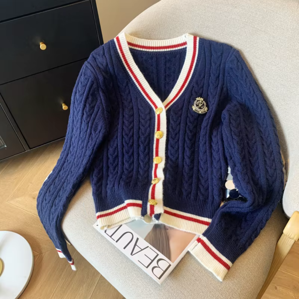 Annie - Preppy Gebreid Vest met Klassieke Stijl