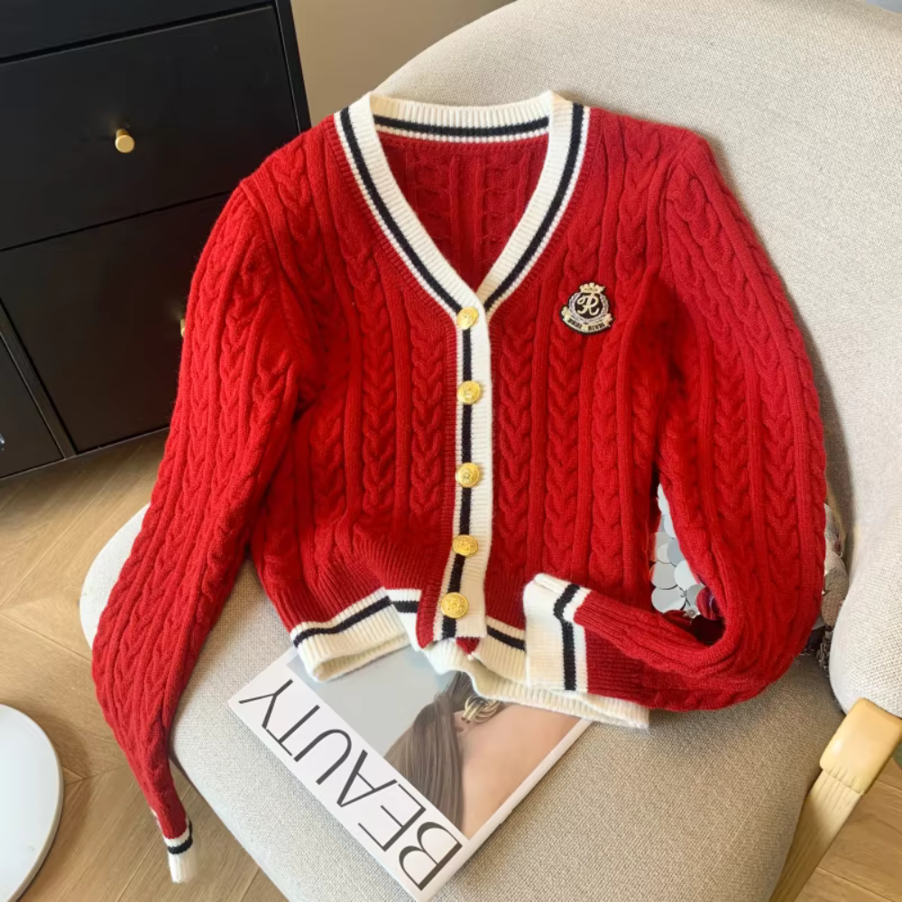 Annie - Preppy Gebreid Vest met Klassieke Stijl