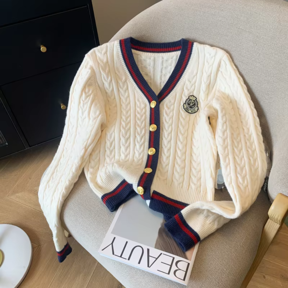 Annie - Preppy Gebreid Vest met Klassieke Stijl