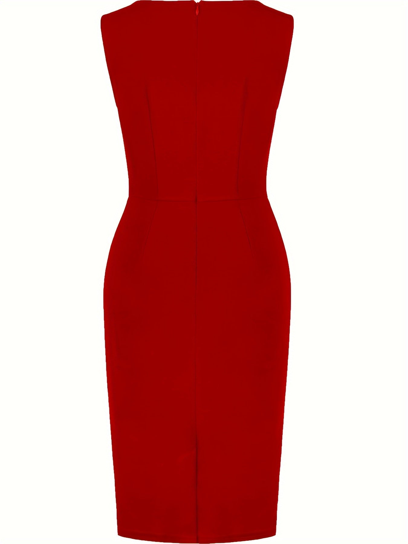 Nora - Elegant Sleeveless Bodycon Dress with Crew Neck and Tucked Details