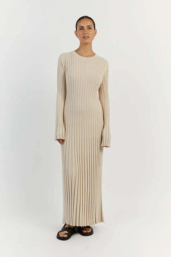 Lara Knitted Dress | Midi Dress with Long Sleeves