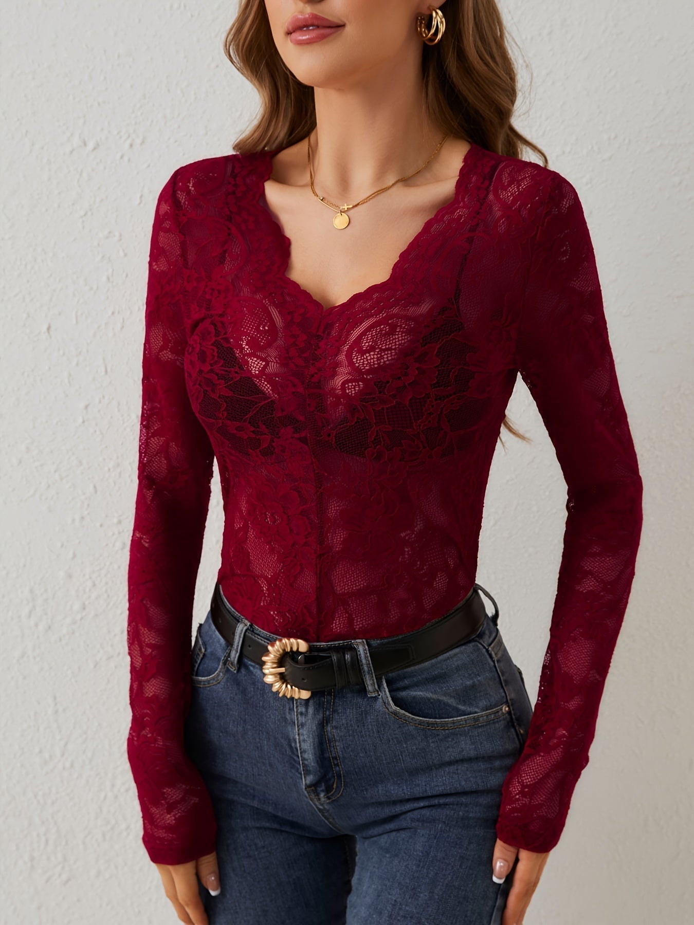 Sophia Elegant Lace Blouse – Stylish & Airy