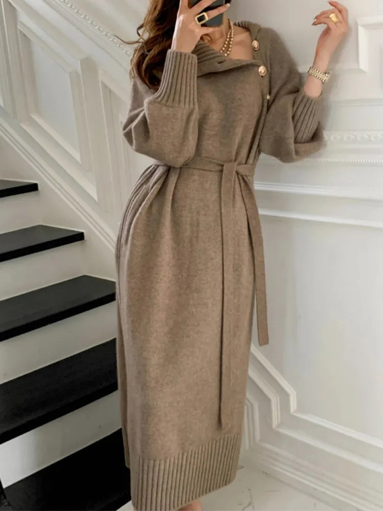 Vintage Turtleneck Long Dress