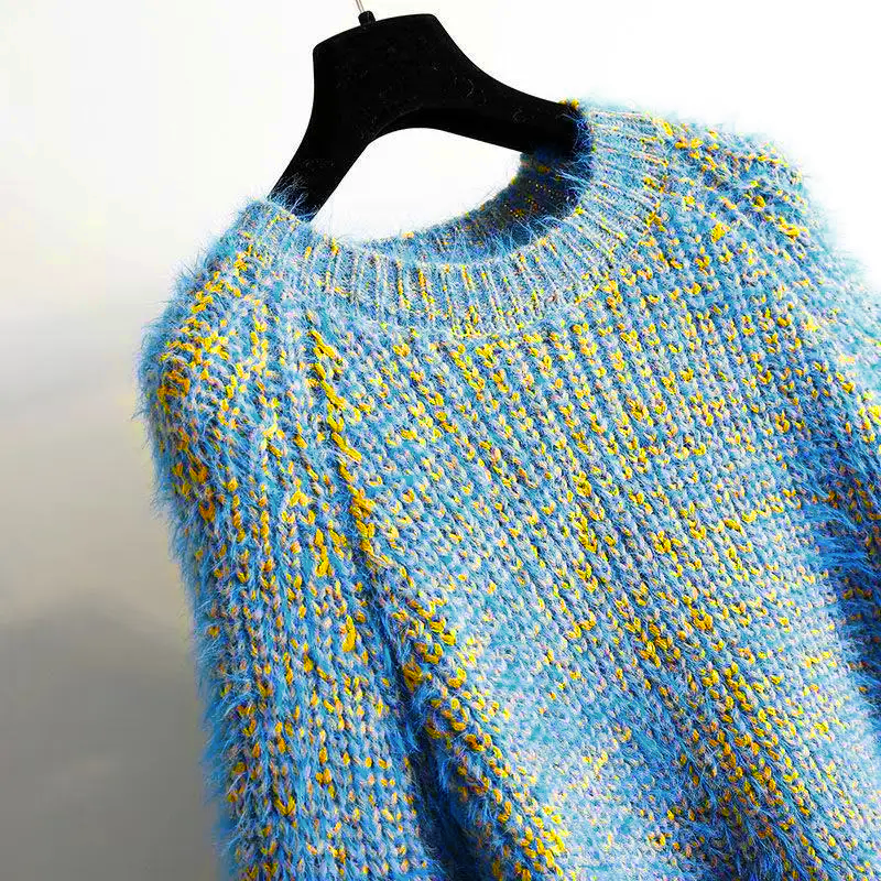 Isabella - Luxe Blue Knitted Sweater for Autumn