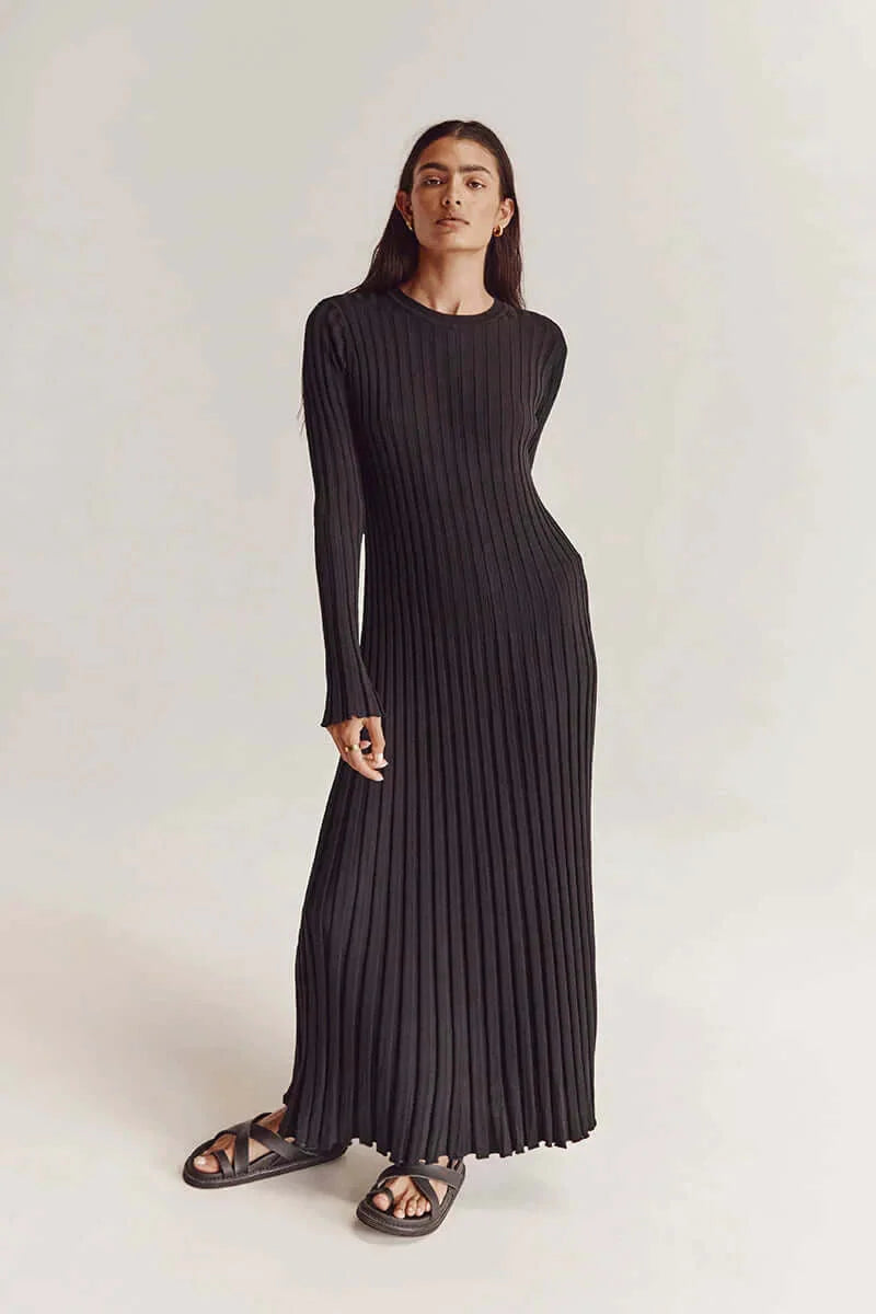 Lara Knitted Dress | Midi Dress with Long Sleeves