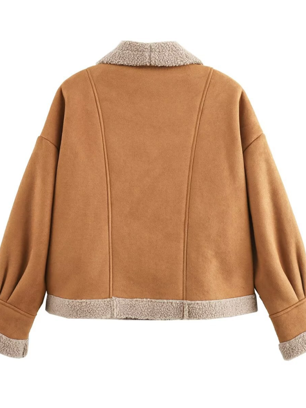 Amber Luxe Shearling Jas met Zachte Voering