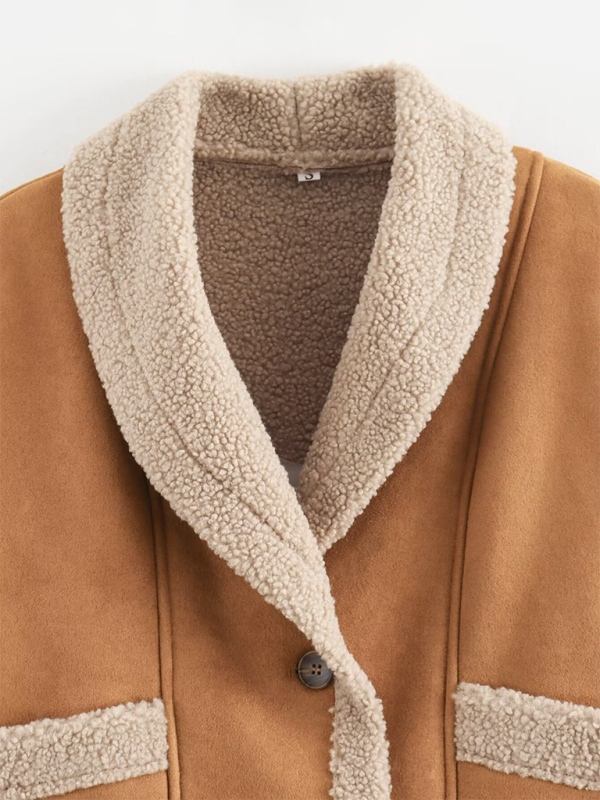 Amber Luxe Shearling Jas met Zachte Voering