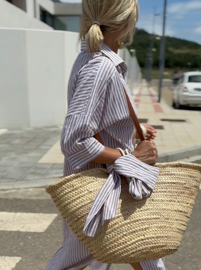 Charlotte Elegant Striped Shirt Dress