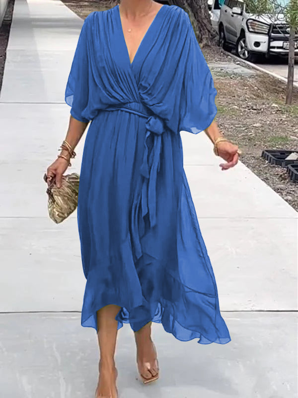 Olivia Soft Chiffon V-Neck Maxi Dress