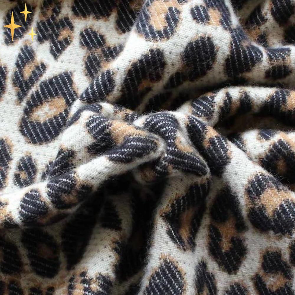 Livia - Luxe Knitted Scarf with Leopard Print