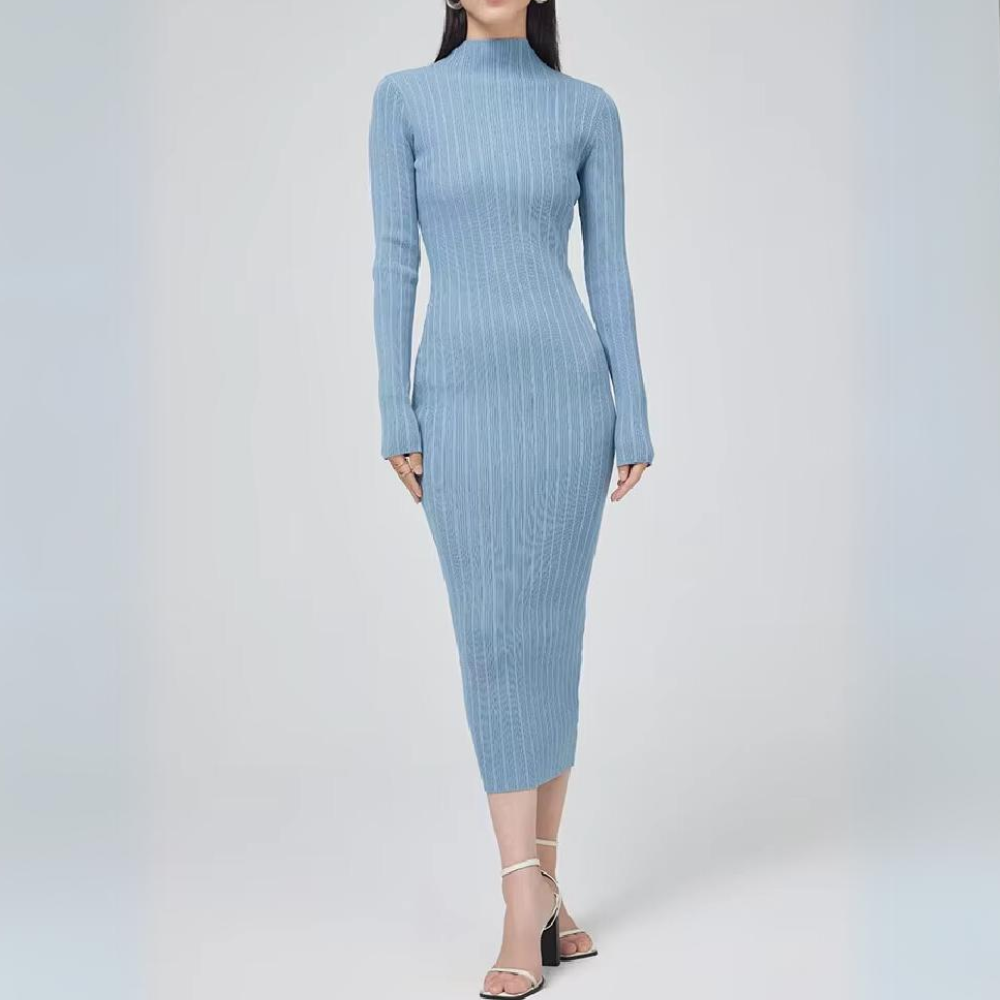 Sophie - Elegant Ribbed Midi Dress