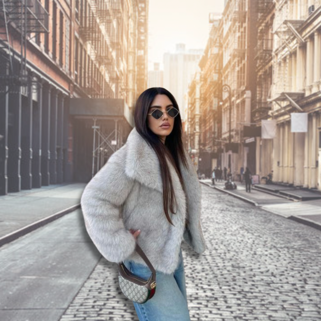 Monica Luxe Warm Shearling Fur Coat