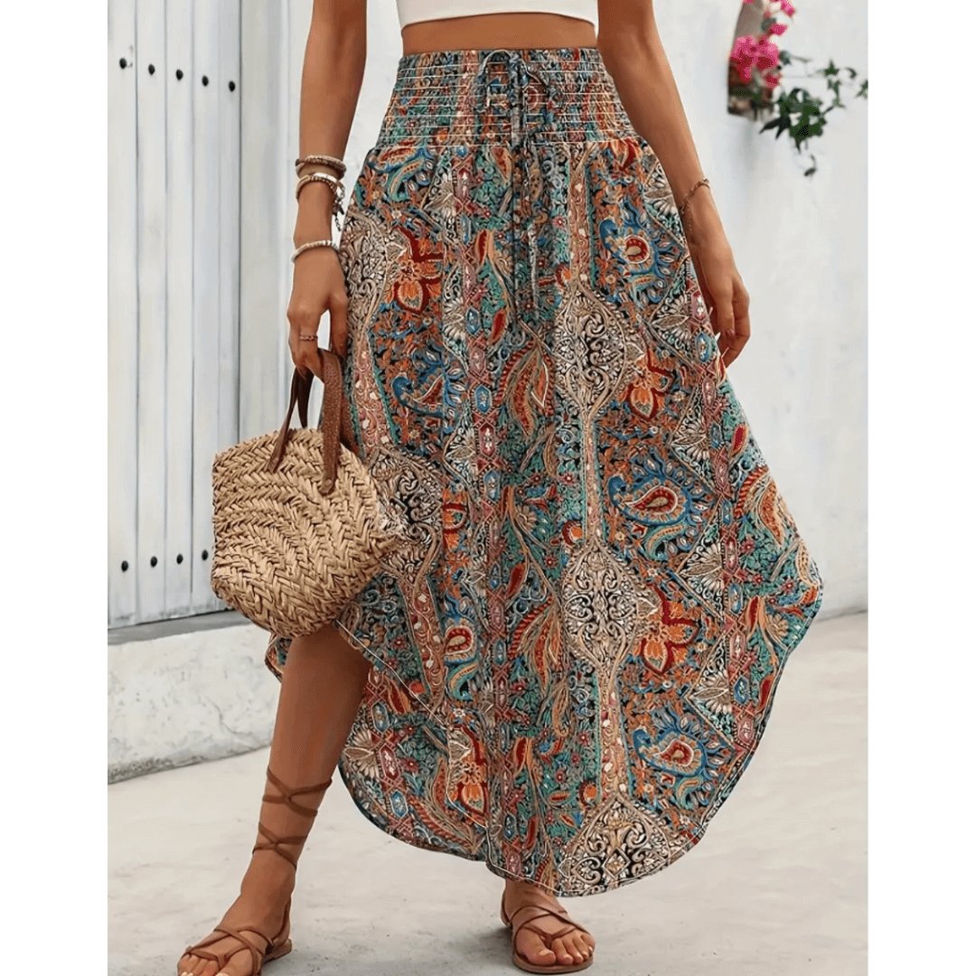 Naya – Soft Bohemian Maxi Skirt with Paisley Design