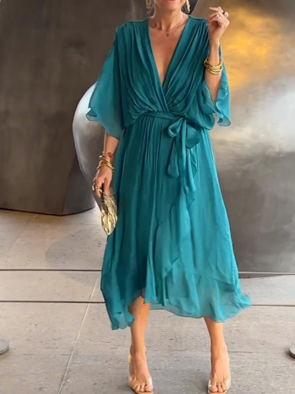 Olivia Soft Chiffon V-Neck Maxi Dress