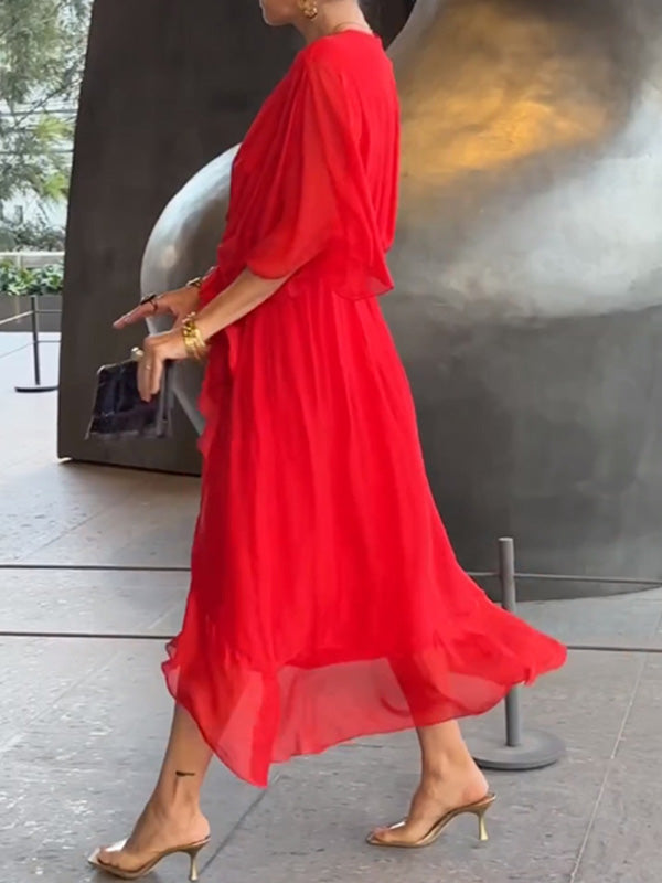 Olivia Soft Chiffon V-Neck Maxi Dress