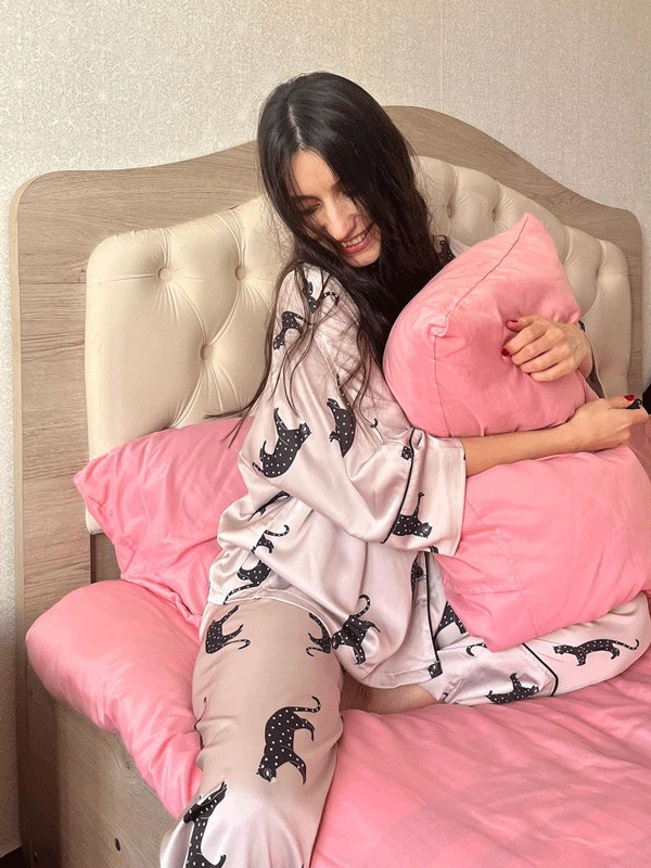 Leopard Dolman Mouw Pyjama Set