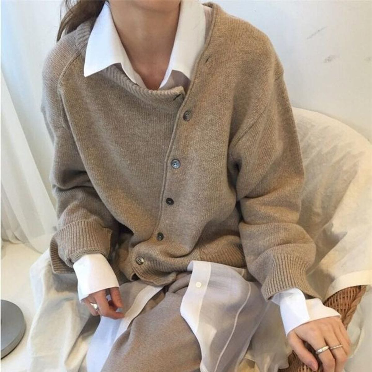 Louise Cashmere Wrap Coat with Button Detail