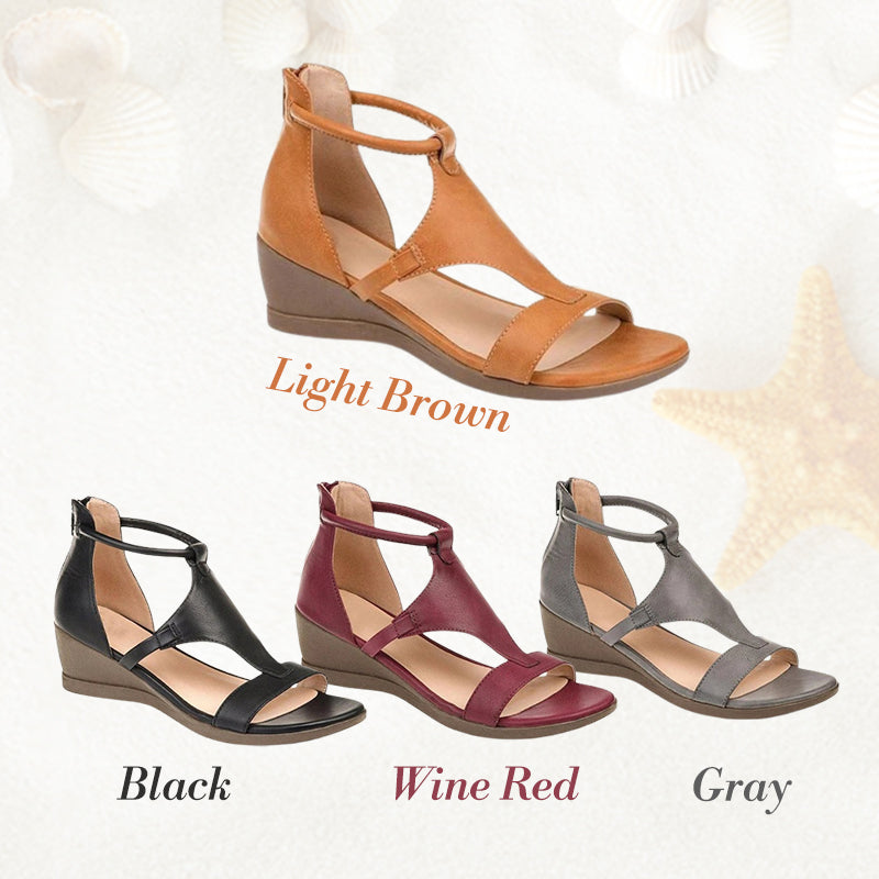 Anne – Comfortabele Elegante Leren Sandalen met Sleehak